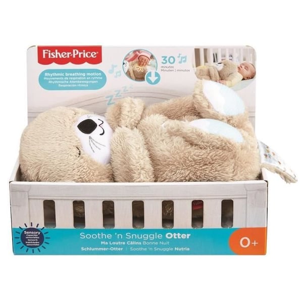 Fisher-Price - My Otter Cuddles Goodnight - Musikalisk och lysande nattlampa för baby - Utvecklingsleksak - Från födseln FXC66