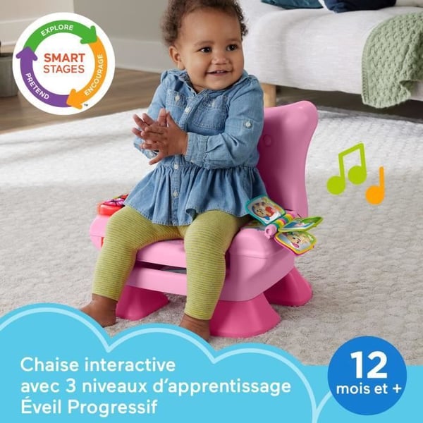 Fisher-Price - Grin & Lær Progressiv Læring - Lyserød Elektronisk Stol - Fisher-Price - JFF07