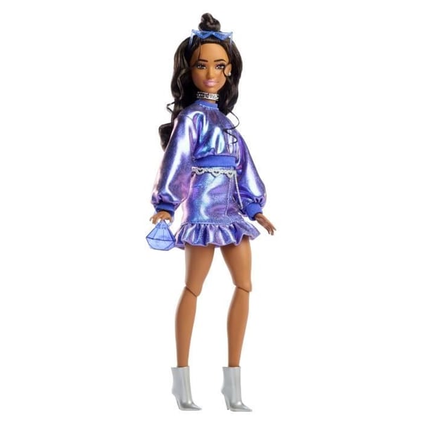 Barbie - Deluxe Style Dukke - Metallisk Blå Top og Nederdel - Brunette - Barbie - JFP42