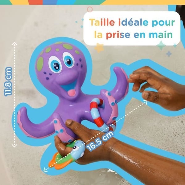 Badleksak - NUBY - Flytande interaktiv bläckfisk - Badringar - Lila