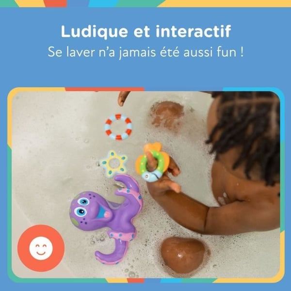 Badleksak - NUBY - Flytande interaktiv bläckfisk - Badringar - Lila