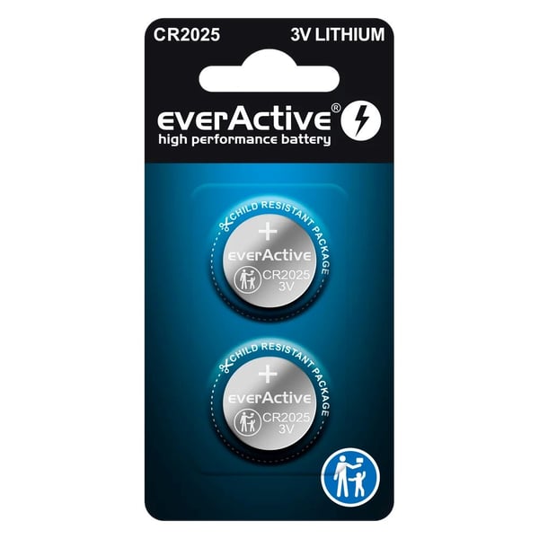Litiumbatteri mini everActive CR2025 - blisterpakning med 2 stk.
