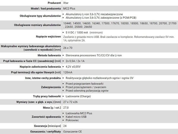 Akkulaturi sylinterimäisille litiumioniakuille 18650 Xtar MC2 PLUS