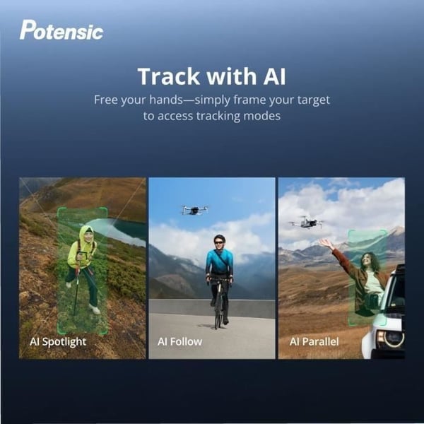 Drönare - POTENSIC - ATOM 2 - Fly More Combo - HD/4K-kamera - Integrerad GPS - 15-25 minuters flygtid - 300 meters räckvidd