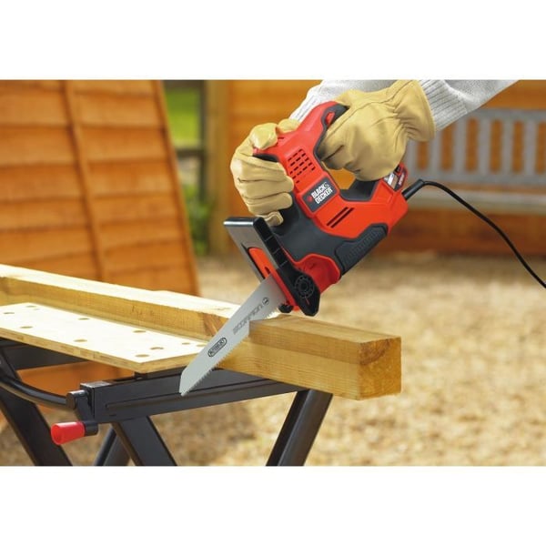 BLACK+DECKER RS890K-QS 500 W:n johdollinen Scorpion-käsisaha kotelossa, 3 terää