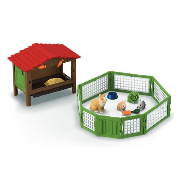 SCHLEICH 42728 Farm World -kaninhäkkisetti. Ikä 4+
