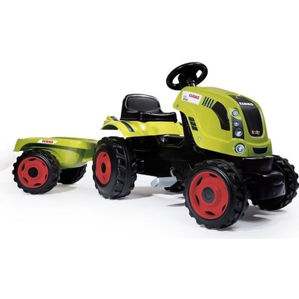Farmer XL Pedaltraktor + Anhænger - SMOBY - CLAAS - Justerbart sæde - Åbningsbar motorhjelm - Grøn