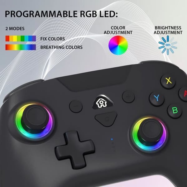Trådlös kontroll - SUBSONIC - Switch 2 / Switch - Programmerbara lysdioder - Vibrationer - Gyroskop - Svart