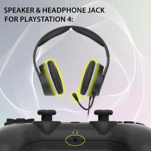 Trådløs controller - SUBSONIC - PS4 - LED - Vibration - Hovedtelefonstik - Sort