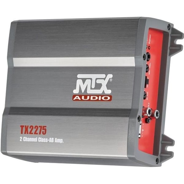 MTX TX2275 autovahvistin 2x110W RMS 2 tai 1x220W RMS 4 säädettävää aktiivisuodinta Korkean tason sisääntulot MTX TX2275 autovahvistin 2x110W RMS 2 tai 1x220W RMS 4 säädettävää aktiivisuodinta Korkean tason sisääntulot