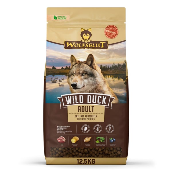 Wolfsblut wb784707 torrfoder för hundar 12,5 kg vuxen anka. Potatis