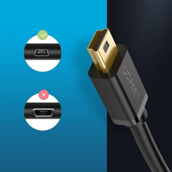 Ugreen USB-kabel - mini-USB 480 Mbps 3 m US132 (sort)