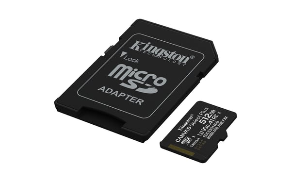 Kingston Technology 512GB microSDXC Canvas Select Plus Gen3 150MB/s A1-kort + adapter
