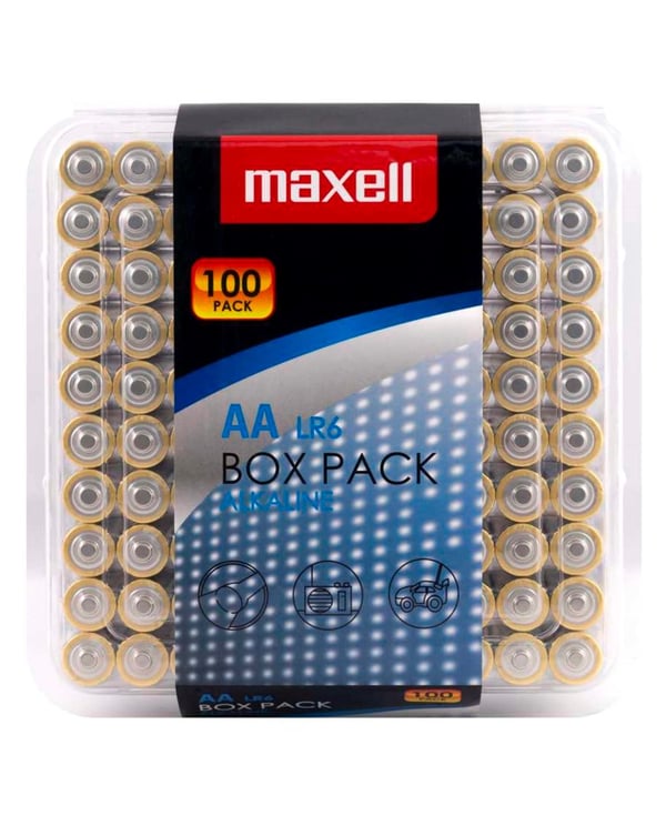 MAXELL Alkaliske batterier AA LR6 100 stk. (10x10 stk.) MAXELL Alkaliske batterier AA LR6 100 stk. (10x10 stk.)
