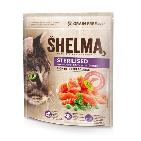 SHELMA Steriliserad rik på lax - torrfoder för katter - 750 g