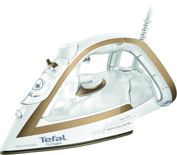 Tefal Puregliss FV8042 Kuiva- ja höyrysilitysrauta Durilium AirGlide Autoclean -pohja 3000 W Pronssi. Valkoinen