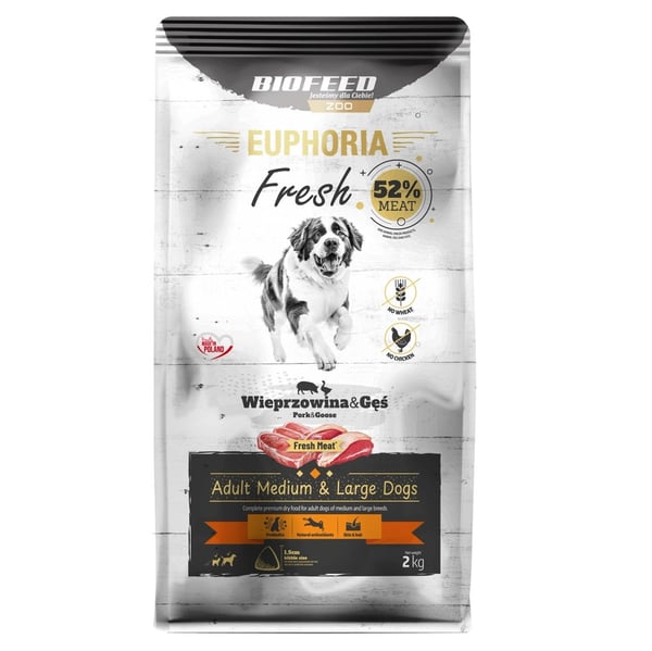 BIOFEED Euphoria Fresh Meat Adult Medium & Large Fläsk & Gås 2kg