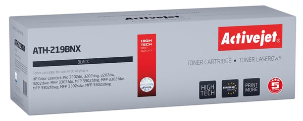 Activejet ATH-219BNX -värikasetti HP-tulostimeen. Vaihto HP 219X W2190X; Supreme; 3200 sivua; musta. Sirulla