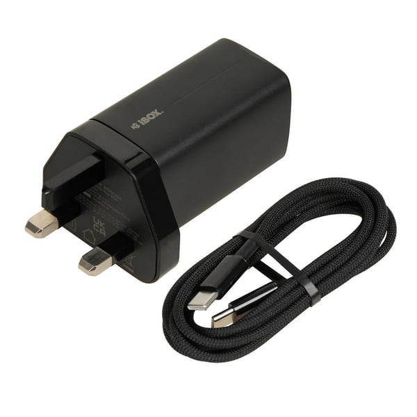 iBOX C-65 Sort. GaN 65W universaloplader UK-stik