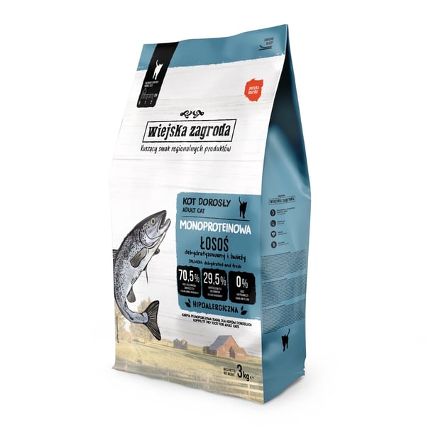 Rural Farm Monoprotein Lax - torrfoder för katter - 3 kg