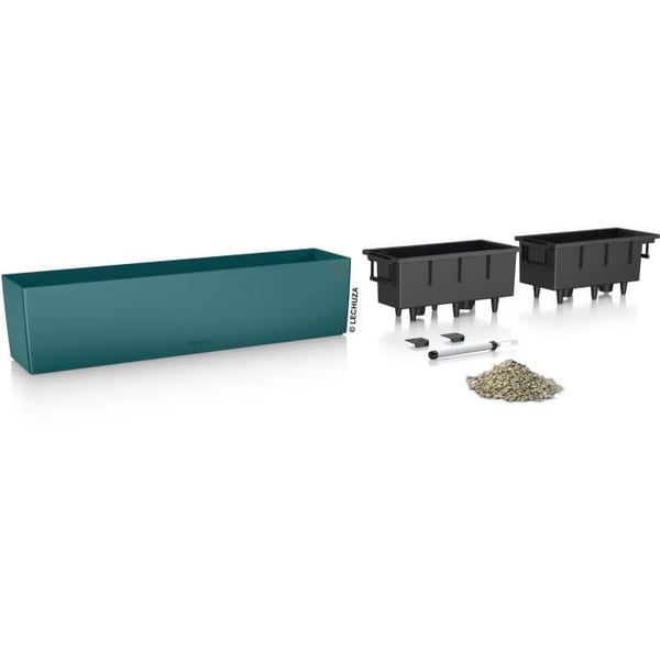 LECHUZA Jardiniere - Balconera farve 80 - 79 x 19 x 19 cm - Komplet sæt - Benzinblå - 12 L