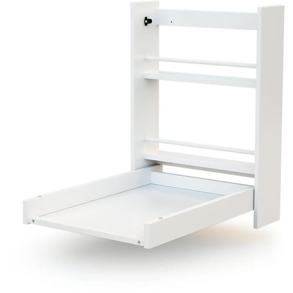 Väggmonterat skötbord - 56 x 77,5 x 78 cm - WEBABY - ESSENTIEL - Vit