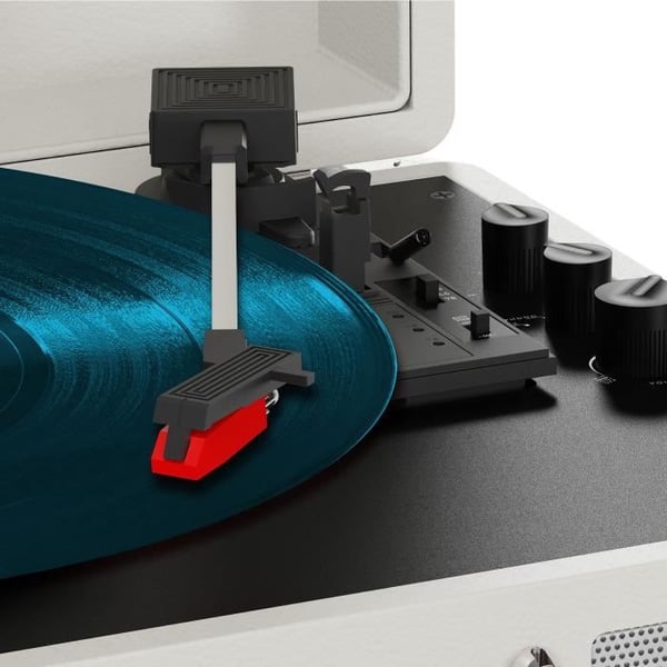 Vinylskivspelare - MIXX - Revival 55 - Inbyggda stereohögtalare - 3 hastigheter - Bluetooth - RCA-utgång - Creme