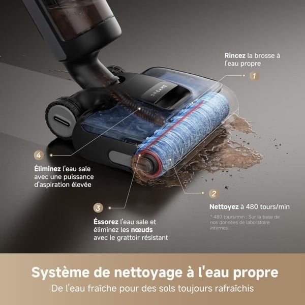 DREAME H15 Pro støvsuger. AI DescendReach robotarm. Trekantet. 21 kPa. Filtfri. 100°C nedsænkende børstevask.