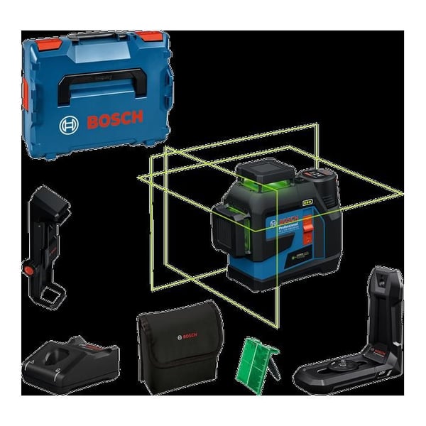 Bosch Professional GLL 12V-100-33 CG linjelaser (3 laserlinjer över 360°. räckvidd 100 m. väska. L-BOXX med batteriladdare)