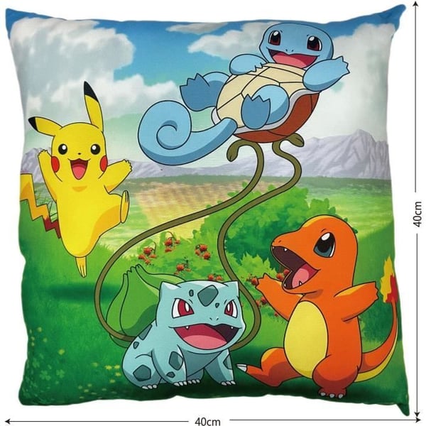Kaksipuolinen tyyny - Neliönmuotoinen - POKEMON - Pikachu ja Starter 1G II - Mikrokuitu - 40 x 40 cm