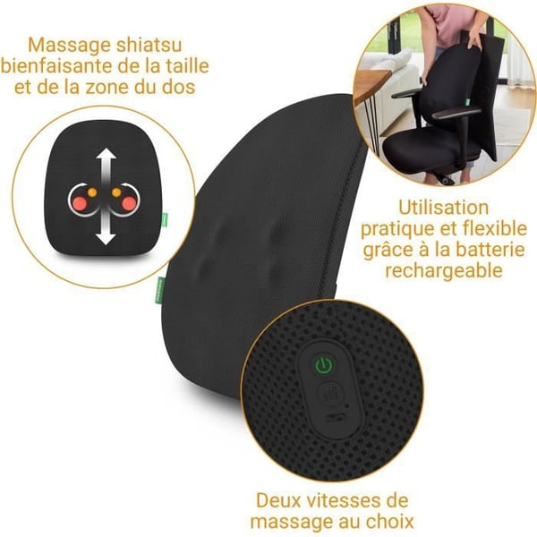 Ladattava hierontaselkänoja - MEDISANA - MC 500 - Shiatsu - langaton - 2 nopeutta - musta