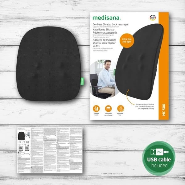 Ladattava hierontaselkänoja - MEDISANA - MC 500 - Shiatsu - langaton - 2 nopeutta - musta