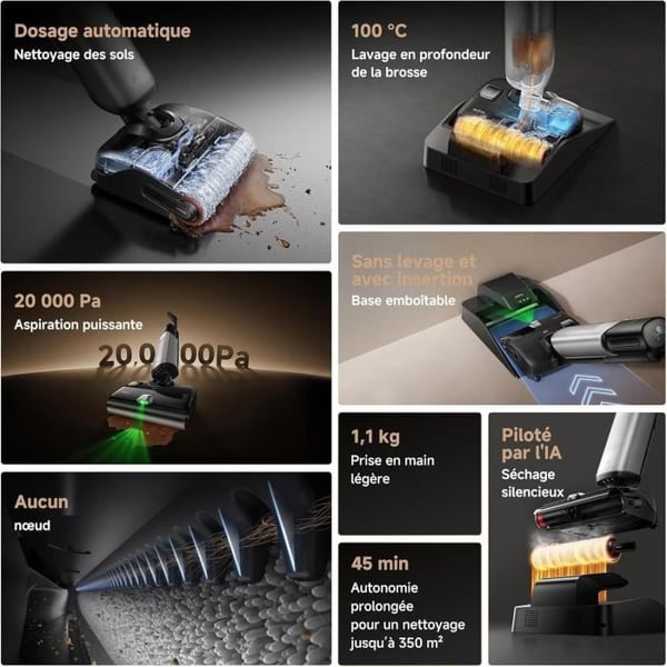 MOVA X4 PLUS moppi- ja harjaimuri - sotkeutumaton - automaattinen puhdistus 100 °C - imuteho 20 kPa