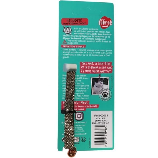 Katthalsband - AIME - Glittrigt Bling Bling - Röd Nylon. Silverklocka