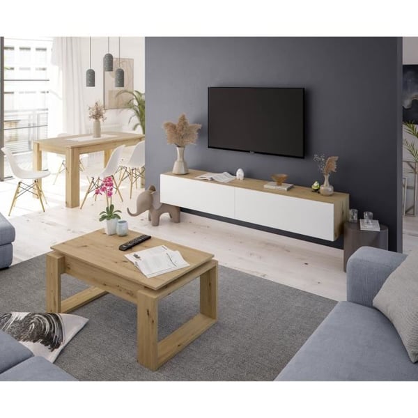 Uppfällbart soffbord - BALTIK - Rektangulärt - Ek - På ben - 105 x 55 x 45 cm
