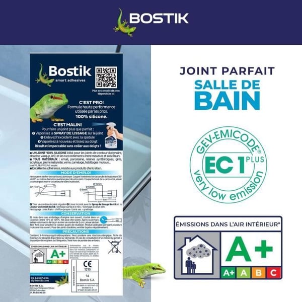 Badrumstätningsmedel - BOSTIK - Perfect Joint - Silikon vattentätning - Anti-mögel - Vit - 280 ml