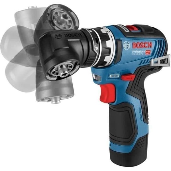 Bosch Professional GSR 12V-35 FC porakone/ruuvinväännin + 2 x 3.0 Ah 12 V akkua + GAL 12V-40 laturi - Vääntömomentti 35 Nm - 06019H3008