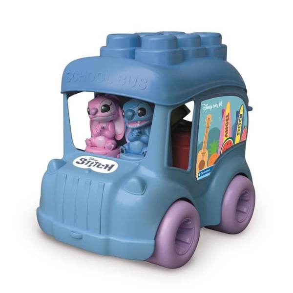 Clementoni - Clemmy Stitch Bus - 6 bløde stablekuber - 2 figurer - Sensorisk udvikling og finmotorik - Til babyer fra 6 måneder