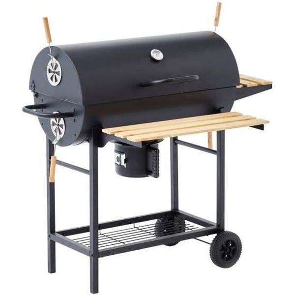 COOKING BOX MIKE kulgrill - 115x66x106 cm - 2 forkromede stålriste - Stegeoverflade: 71x35 cm - Sort