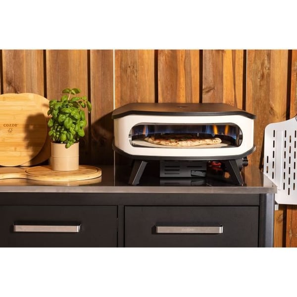 Gas pizzaovn - COZZE - 17 - 90426 - 60,5 x 60,5 x 30,5 cm - Roterende sten - Integreret termometer og dør