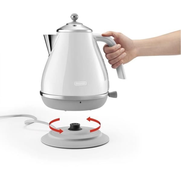 DELONGHI ICONA CAPITALS Vedenkeitin - 1,7 L - Ruostumatonta terästä - Irrotettava ja 360° kääntyvä jalusta - Kalkinpoistosuodatin - Valkoinen