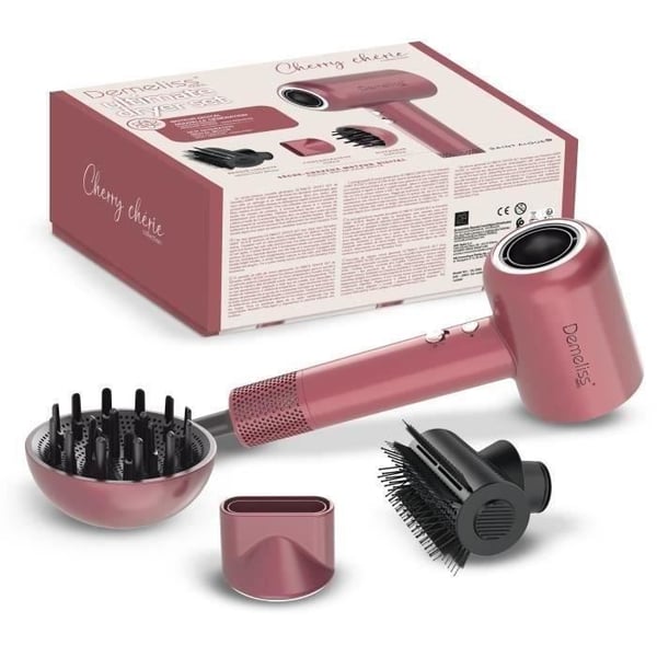 Hårtork - DEMELISS - ULTIMATE DRYER SET - Magnetisk diffusor - 1600 W - Körsbärsch?rie