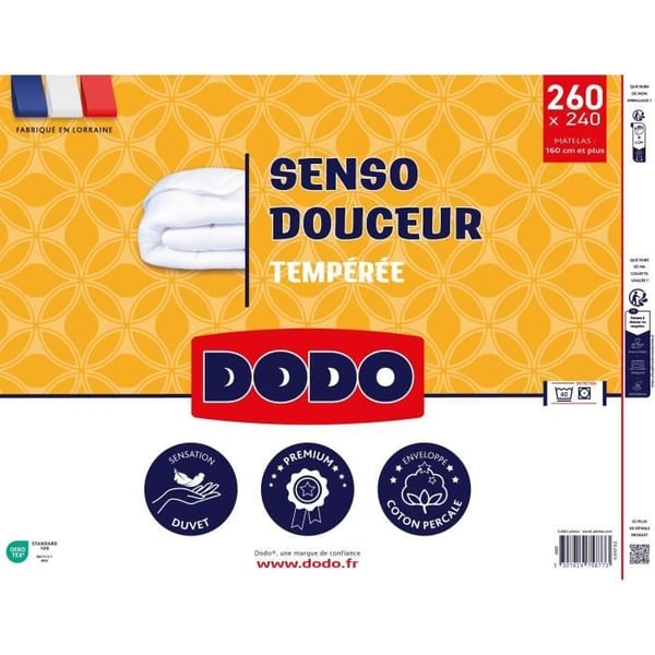 DODO - Tempereret dyne 350 g/m² - SENSO DOUCEUR - 240 x 260 cm - Hvid
