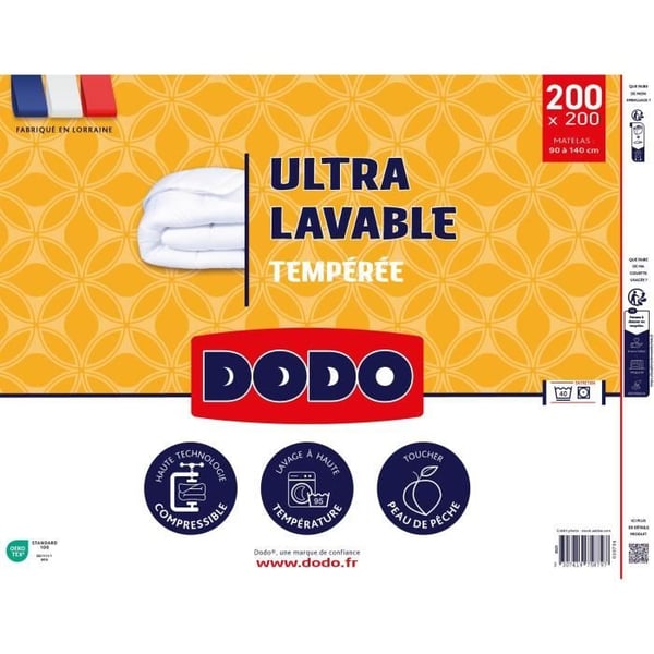 DODO - Lämpötilaa kestävä peitto 300 g/m² - ULTRAPESU - 200 x 200 cm - Valkoinen