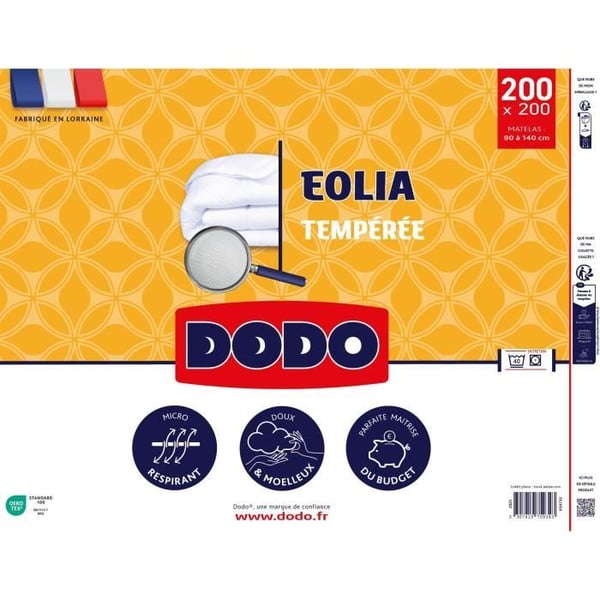DODO - Tempereret dyne 300 g/m² - EOLIA - 200 x 200 cm - Hvid