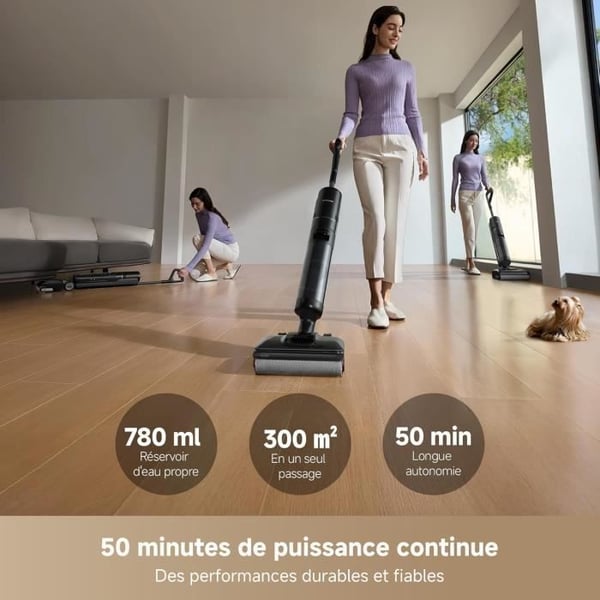 DREAME H12 Pro FlexReach - Koststøvsuger - 18.000 Pa effekt - Varmlufttørring - 180° flad rækkevidde