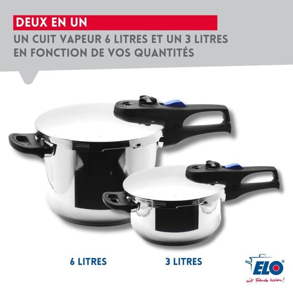 Ångkokare - FACKELMANN - Elo Praktika Plus XL - 18/10 rostfritt stål - 22 cm - 3 till 6 liter
