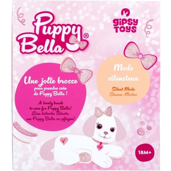 Puppy Bella -pehmokoira - GIPSY TOYS - Erittäin pehmeä ja valaisee kauniiden melodioiden rytmissä - 30 cm
