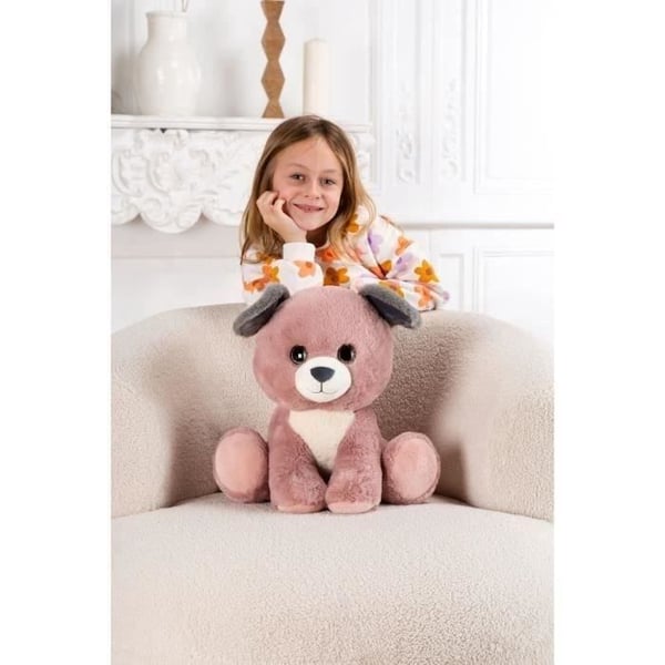 Puppy Eyes Pets pehmolelu - GIPSY TOYS - Vaaleanpunainen ja harmaa koira - 40 CM