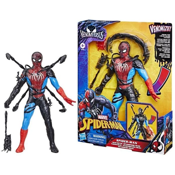 28 cm Liquid Metamorphosis Spider-Man-figur med tillbehör. Marvel Spider-Man VenomVersus. Superhjältelekser för barn
